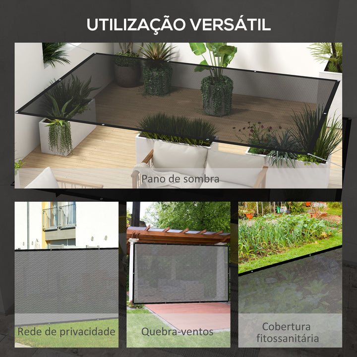 Vela de Sombra Retangular 3x2 m Toldo Vela para Jardim Proteção Solar 65% Transpirável e Anticongelante para Pátio Terraço Varanda Preto