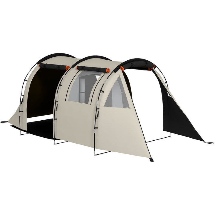 Tenda de Campismo Familiar para 4-5 Pessoas Tenda de Campismo Dobrável com 2 Quartos 5 Portas e Bolsa de Transporte Impermeável para Trekking 460x230x180 cm Caqui