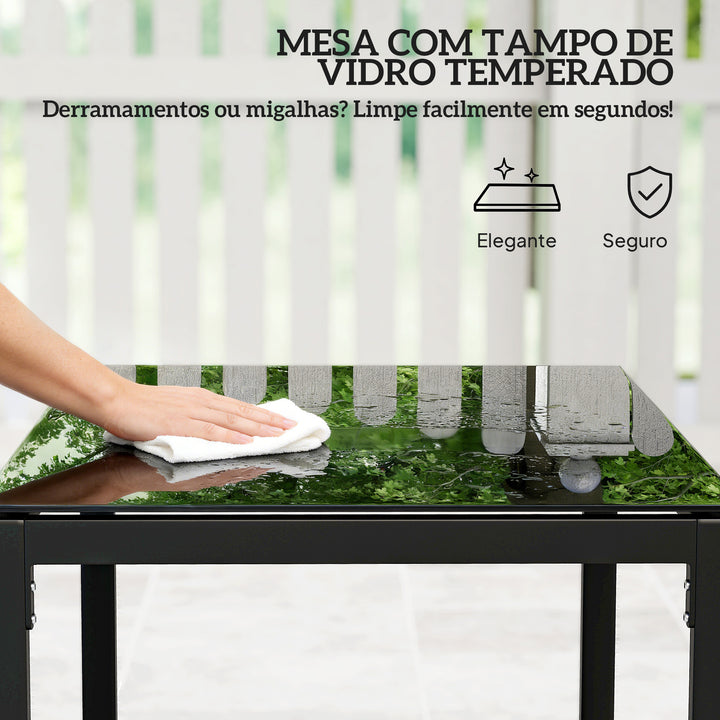 Conjunto de Móveis de Exterior de 3 Peças Conjunto de Jardim em Vime PE com Cadeiras Mesa de Vidro Temperado e Almofadas Móveis para Balcão Cinza Claro