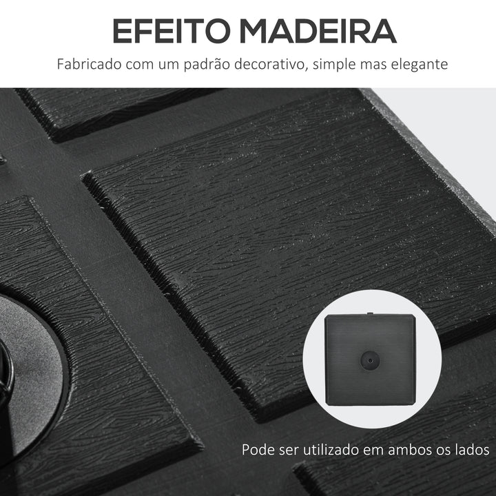 Base de Chapéu de Sol Retangular Suporte para Chapéu de Sol Preenchível com Água 30 kg e Areia 40 kg para Poste de Chapéu de Sol de Ø32/38/48 mm para Terraço Pátio Jardim 49x49x36,5 cm Preto