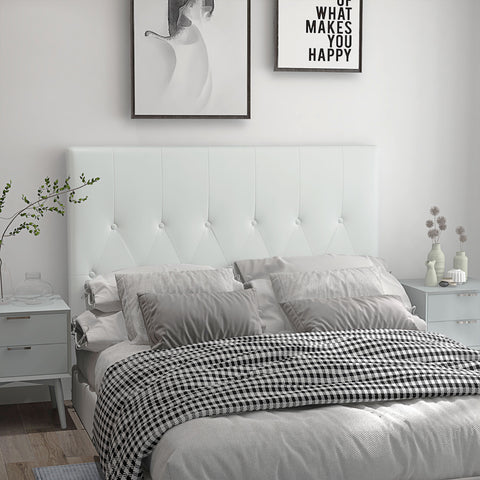 Cabeceira de Cama 160cm Cabeceira de Cama Estofada em Linho e Acolchoada 2 Formas de Uso Vertical ou Montado na Parede 160x7x120cm Branco