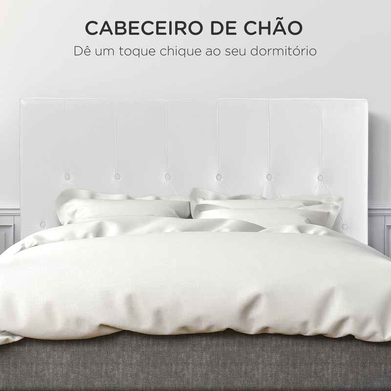 Cabeceira de Cama 160cm Cabeceira de Cama Estofada em Linho e Acolchoada 2 Formas de Uso Vertical ou Montado na Parede 160x7x120cm Branco