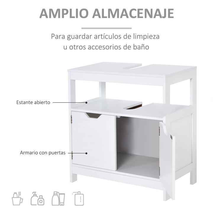 Armário Sob Lavatório com Prateleira Anti-Inclinação 60x30x60 cm Branco