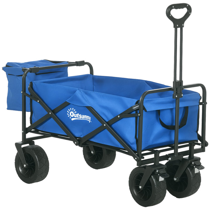Carrinho de Transporte com Bolsa Térmica Removível Carrinho Dobrável com Alça Ajustável e Bolsa de Transporte Capacidade 100 kg para Campismo Praia 113x57x77-100 cm Azul