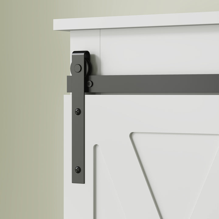 Móvel sobre Sanita Armário sobre Sanita com Porta de Correr Estilo Celeiro e 6 Compartimentos Móvel Casa de Banho Rústico 67x25x172 cm Branco