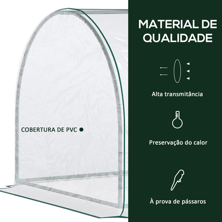 Estufa transparente para jardim ou terraço para cultivo de plantas e flores com porta zip 250x100x80cm PVC