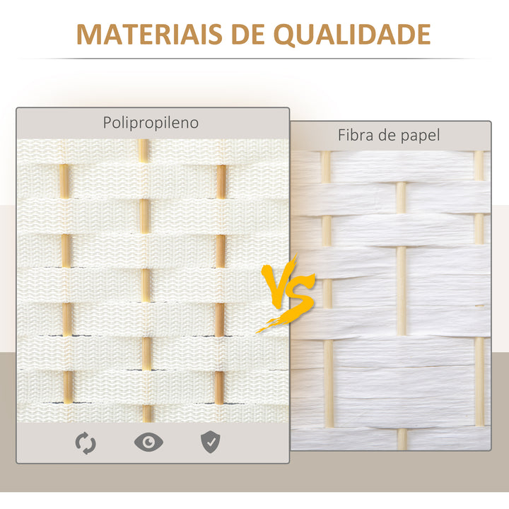 Biombo de 6 Painéis Separador de Ambientes Dobrável 240x170 cm Biombo Separador de Ambientes para Sala de Estar Dormitório Escritório Branco