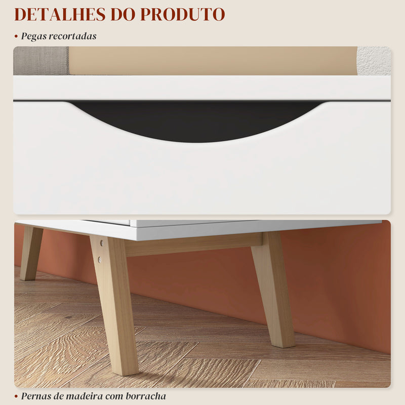 Móvel de TV Moderno Móvel de TV para Televisores de até 50 Polegadas Móvel de TV para Sala de Estar com 2 Armários 2 Prateleiras Abertas e Pés de Madeira 110x39x50 cm Branco