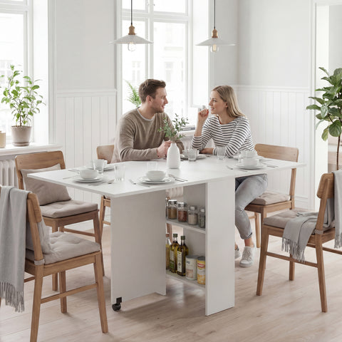 Mesa de jantar dobrável com rodas