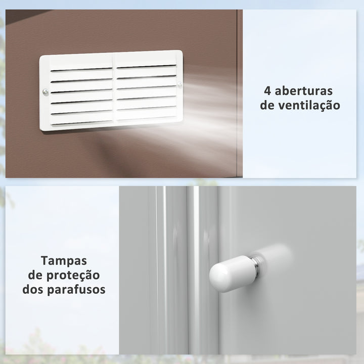 Abrigo de Jardim Exterior Abrigo e Jardim Metálico para Armazenamento de Ferramentas com 4 Janelas 12,4 m² 340x386x200 cm Marrom