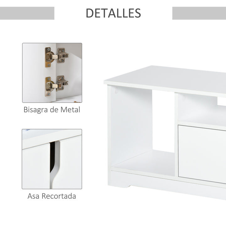 Móvel de TV para Televisores de até 42” Móvel de Sala de Estar Moderno com Armário de Dupla Porta e 3 Compartimentos Abertos 120x30x41cm Branco