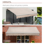 Toldo Manual Retrátil 295x200 cm Toldo para Varanda com Manivela de Metal Impermeável e Anti-UV para Jardim Terraço Bege