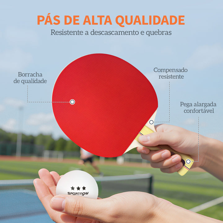 Raquetes de Ping Pong Kit de Tênis de Mesa Portátil com 4 Raquetes 8 Bolas e Estojo de Transporte para Iniciantes Especialistas Interno e Externo Vermelho