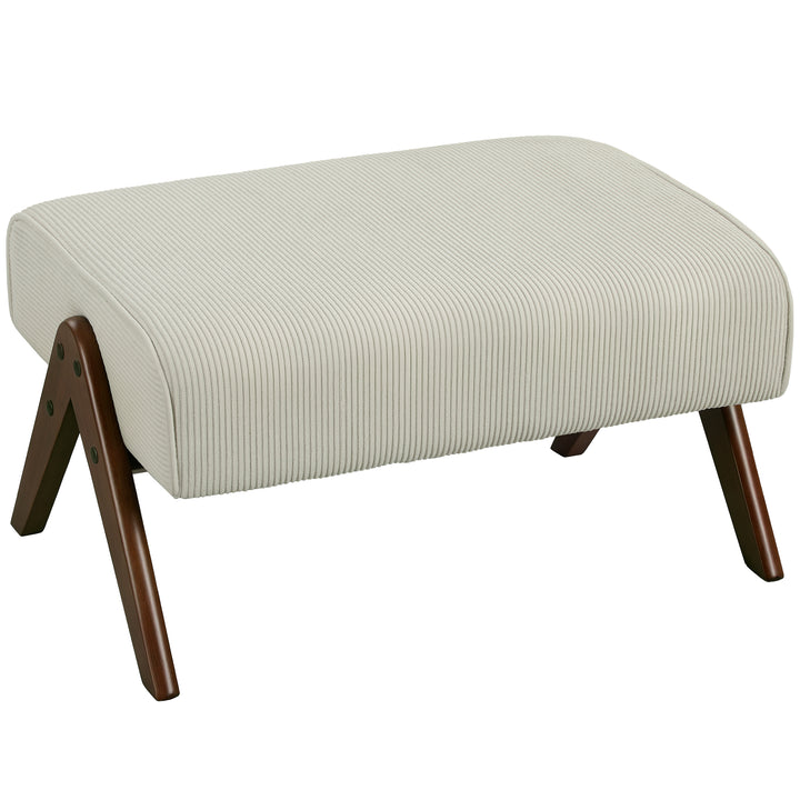 Apoio para Pés para Sala Banco Baixo Estofado em Veludo Otomana Retangular com Assento Almofadado e Pés de Madeira para Sala de Estar Quarto 69x47x36 cm Bege