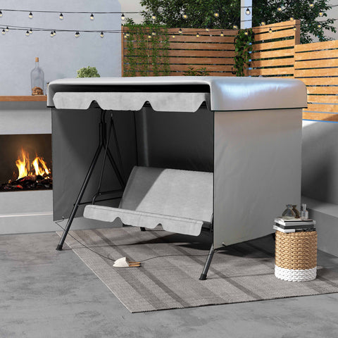 Capa Protetora para Baloiço de Jardim de 3 Lugares 215x155x150 cm Impermeável com Fecho de Correr Cobertura para Móveis de Exterior Cinzento Claro