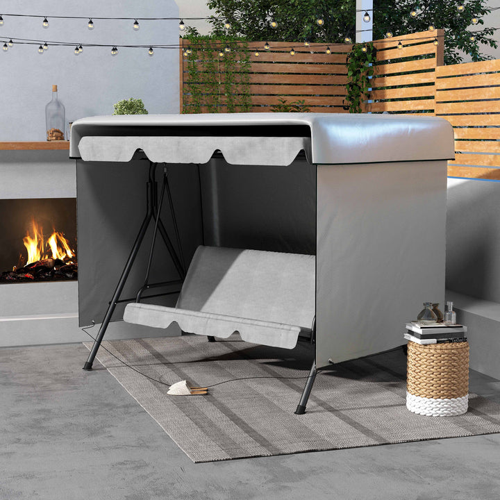 Capa Protetora para Baloiço de Jardim de 3 Lugares 215x155x150 cm Impermeável com Fecho de Correr Cobertura para Móveis de Exterior Cinzento Claro