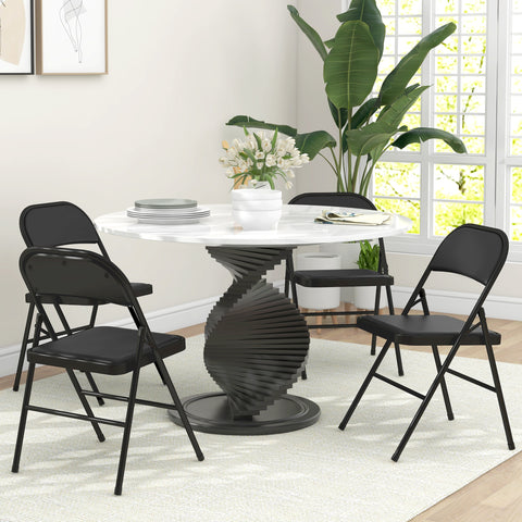 Conjunto de 4 Cadeiras Dobráveis Cadeiras Dobráveis com Encosto e Estrutura de Aço para Sala de Estar Escritório Estúdio 45x46x78 cm Preto