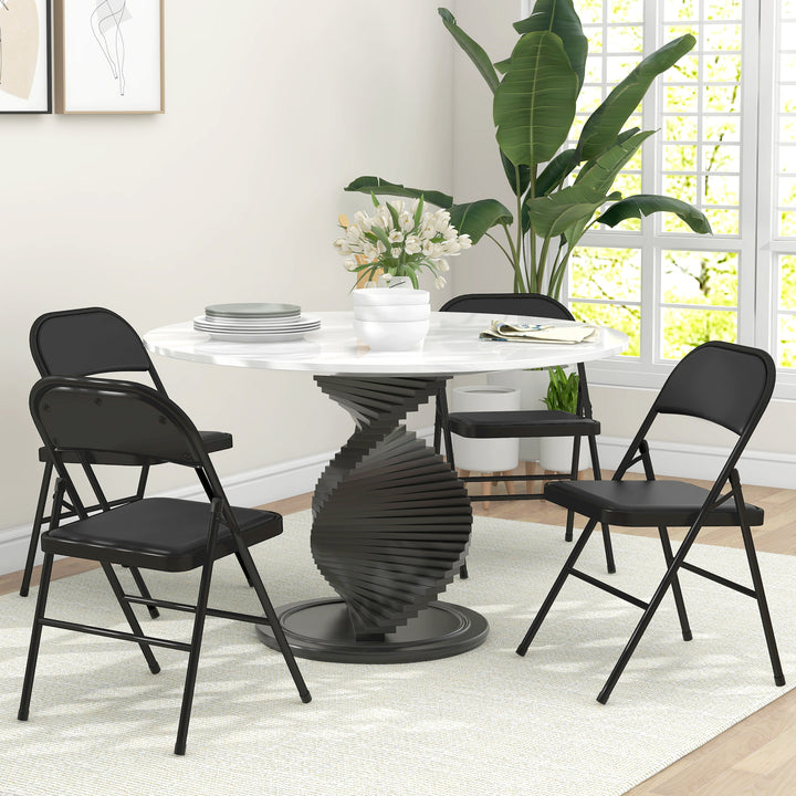 Conjunto de 4 Cadeiras Dobráveis Cadeiras Dobráveis com Encosto e Estrutura de Aço para Sala de Estar Escritório Estúdio 45x46x78 cm Preto