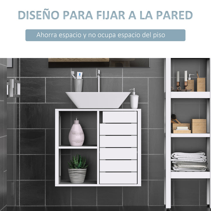 Armário de casa de banho com Prateleiras 60x30x54 cm Branco
