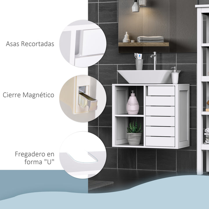 Armário de casa de banho com Prateleiras 60x30x54 cm Branco