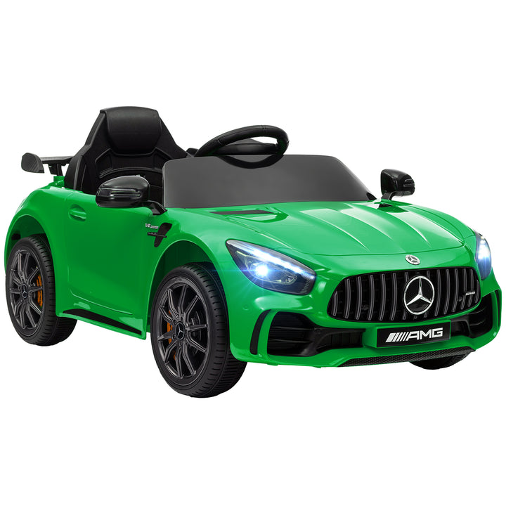 Carro Elétrico para Crianças acima de 3 Anos Carro Mercedes-Benz AMG GTR Carro Elétrico Infantil com Bateria 12V Controlo Remoto Faróis Buzina e Música 108x67x46 cm Verde