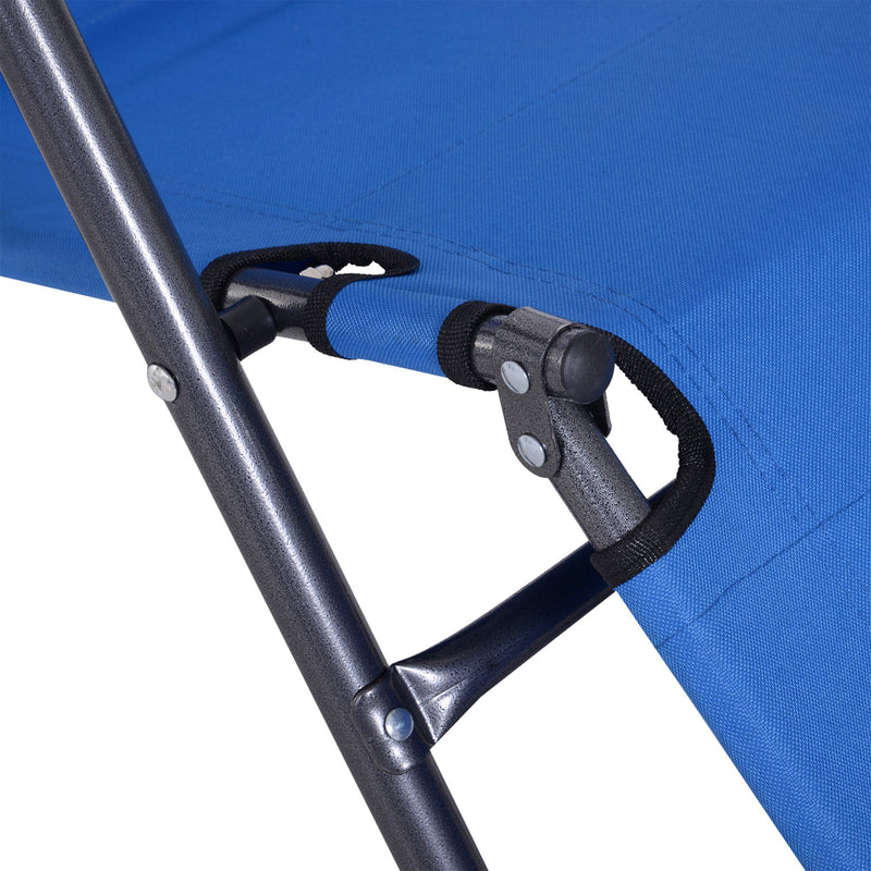 Espreguiçadeira Reclinável e Dobrável com Encosto Ajustável Apoio de Braço Almofada e Apoio para os Pés para Jardim Carga 136 kg 135x60x89 cm Azul