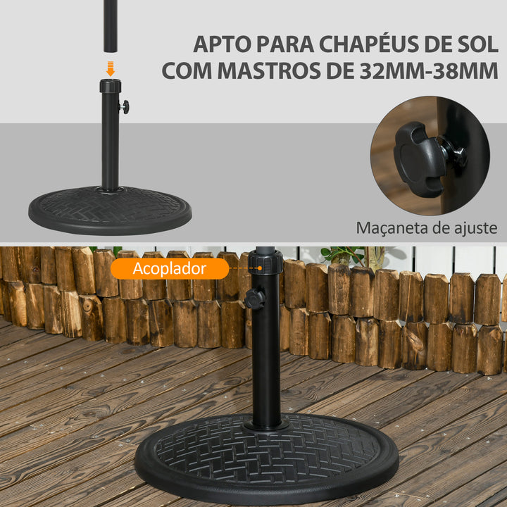 Base para Chapéu de Sol de Cimento Suporte para Chapéu de Sol de 14 kg para Mastros de Ø32-38 mm para Jardim Varanda Pátio Ø46x34 cm Preto