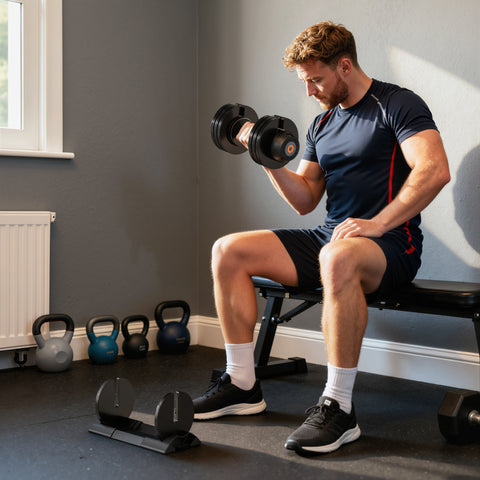 Conjunto de Pesos Ajustável de 20 kg Haltere para Exercício com Ajuste Rápido de Peso com Base de Armazenamento e Pega Antiderrapante para Treino em Casa e Ginásio Ø18x37 cm Preto