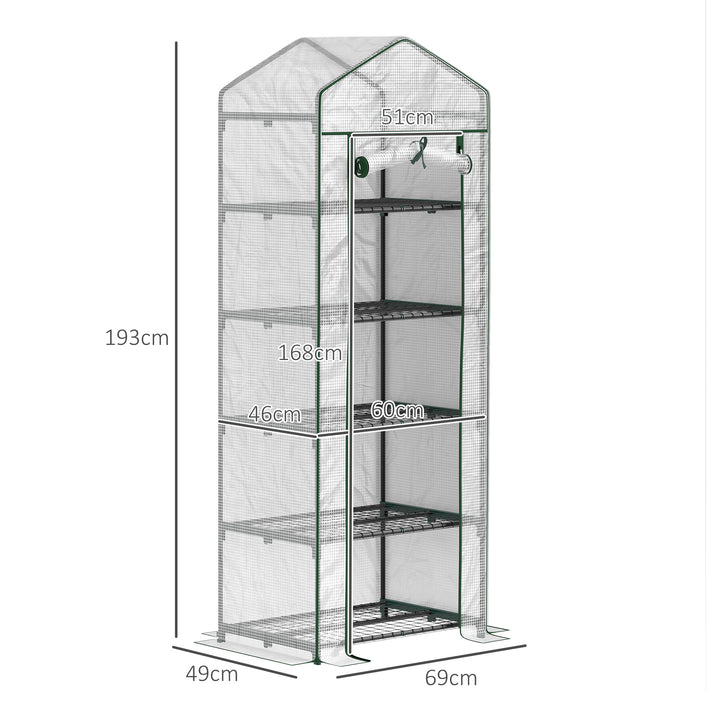 Estufa de Jardim Vertical 69x49x193 cm com 5 Prateleiras Estufa para Plantas e Cultivos com Cobertura Transparente de PE e Aço Verde