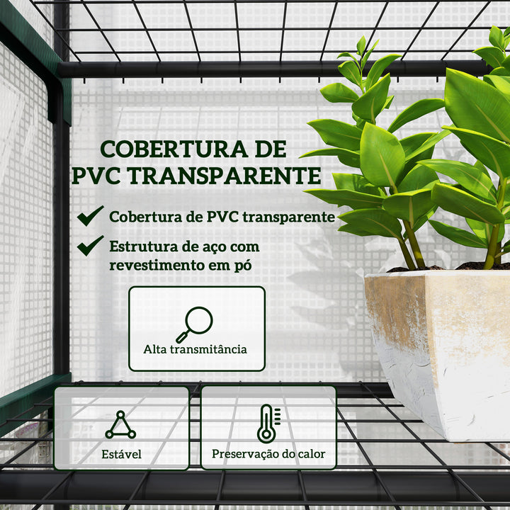 Estufa de Jardim Vertical 69x49x193 cm com 5 Prateleiras Estufa para Plantas e Cultivos com Cobertura Transparente de PE e Aço Verde