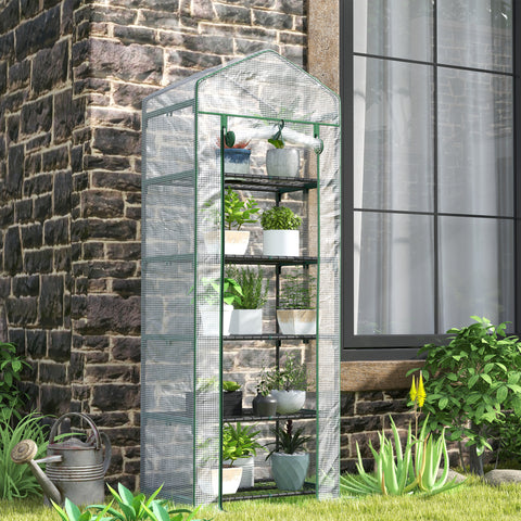 Estufa de Jardim Vertical 69x49x193 cm com 5 Prateleiras Estufa para Plantas e Cultivos com Cobertura Transparente de PE e Aço Verde