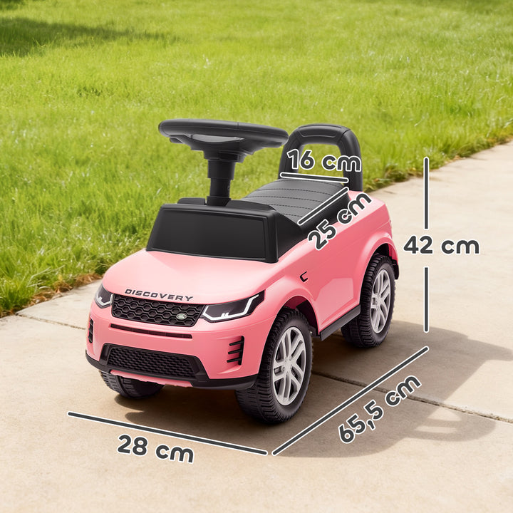 Carro Andador Infantil com Licença de Land Rover Carro Andador para Crianças de 18-36 Meses com Armazenamento Volante Buzina Sons de Motor 65,5x28x42 cm Rosa