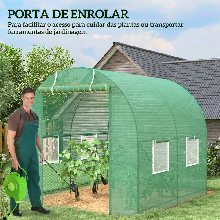 Estufa Verde Transparente Aço Polietileno PE 250 x 200 x 200 cm