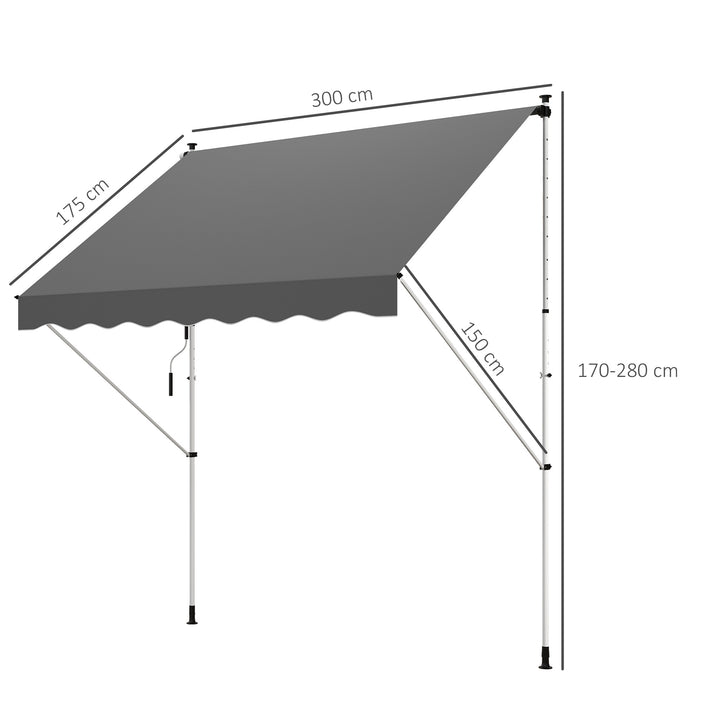 Toldo Manual Dobrável de Alumínio 3x1,5m Altura regulável com Manivela Toldos impermeáveis ao ar livre Toldos do pátio