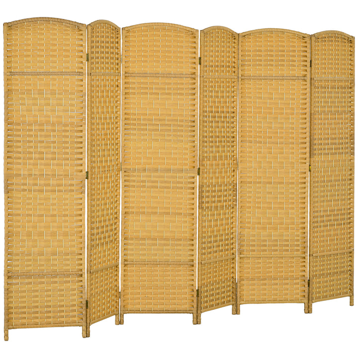 Biombo Dobrável de 6 Painéis Divisor de Ambientes 270x180 cm Ecrã de Privacidade de Polipropileno para Escritório Quarto Madeira