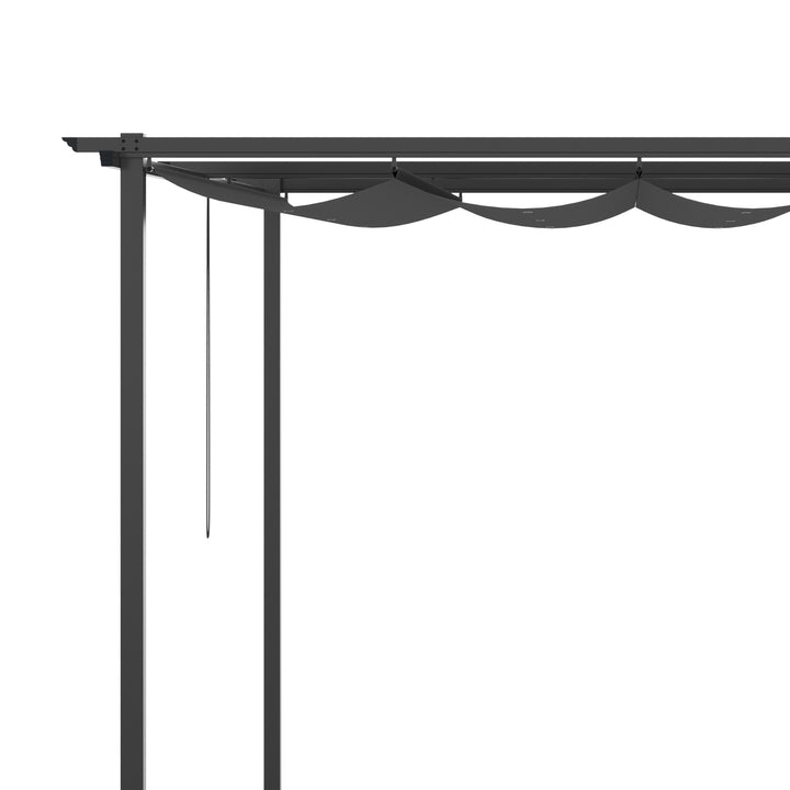 Pérgola de Parede de Jardim 3,9x2,9 m Pérgola com Teto Retrátil Tecido de Poliéster e Estrutura de Aço para Pátio Varanda Cinza Escuro