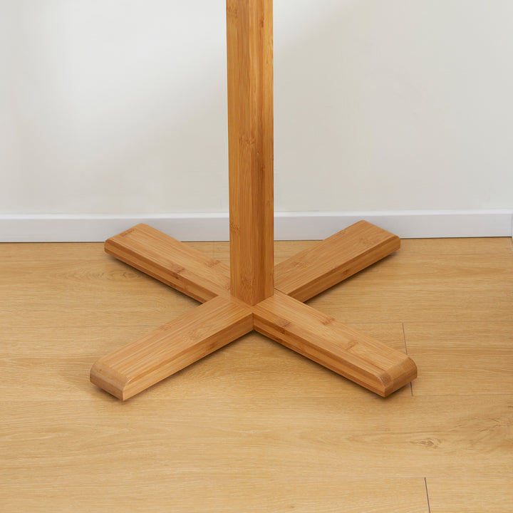 Cabide de Pé em Bambu com 8 Ganchos para Pendurar Bolsas e Chapéus no Corredor Entrada Quarto 49,5x49,5x178 cm Madeira
