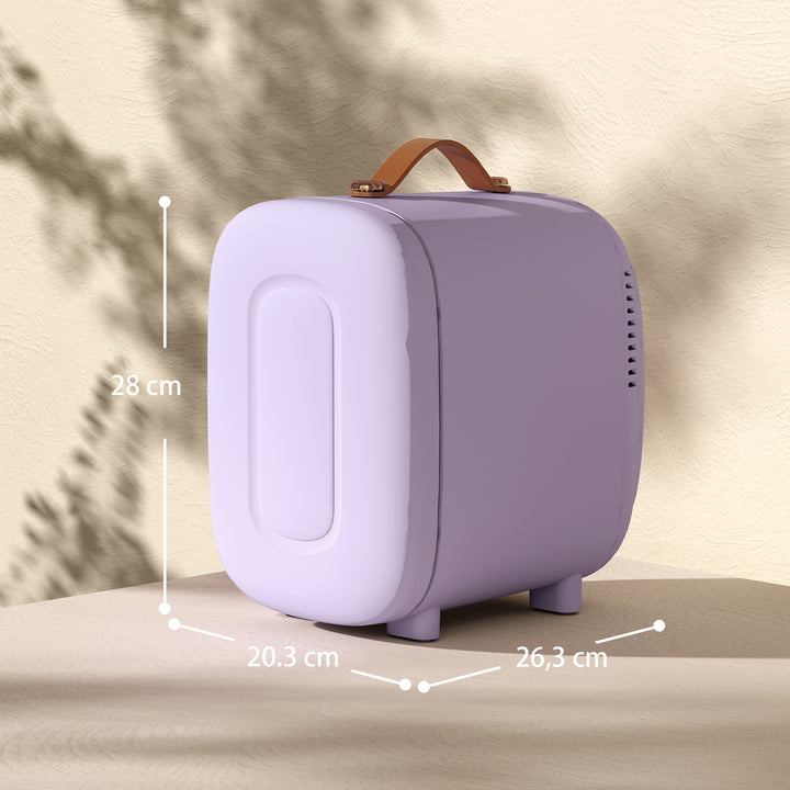 Frigorífico de Cosméticos 4L Frigorífico Pequeno 9V/240V para Arrefecer e Aquecer Mini Frigorífico para Beleza Maquilhagem Bebidas 20,3x26,3x28 cm Roxo