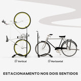 Suporte para bicicletas de piso, estacionamento vertical e horizontal para bicicletas com ganchos ajustáveis ??para bicicletas de 6 a 28 polegadas e 700 C preto