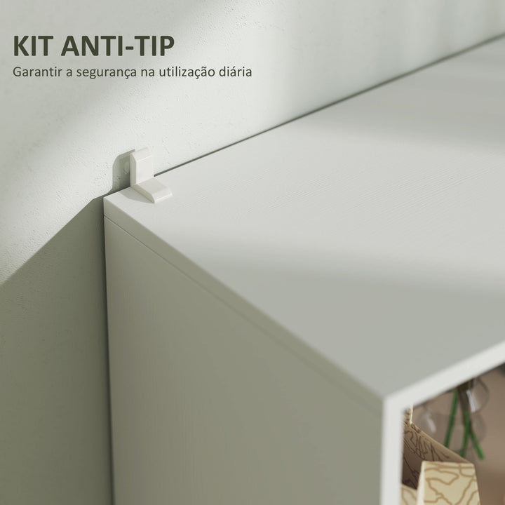 Estante para Livros de 6 Níveis Estante com 2 Gavetas e 4 Prateleiras Abertas para Sala de Estar Escritório Dormitório 60x30x179 cm Branco