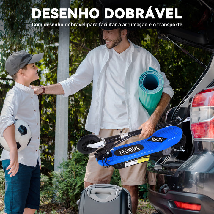 Trotinete Eléctrico Tipo Scooter com Guiador Ajustável – Cor Azul - 78x37x91-99 cm