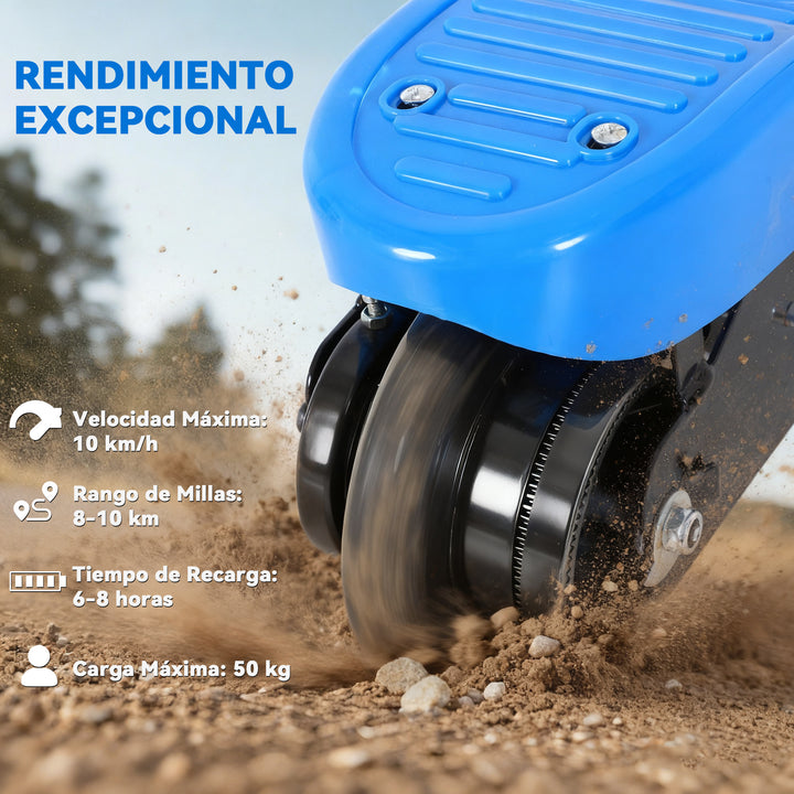 Trotinete Eléctrico Tipo Scooter com Guiador Ajustável – Cor Azul - 78x37x91-99 cm