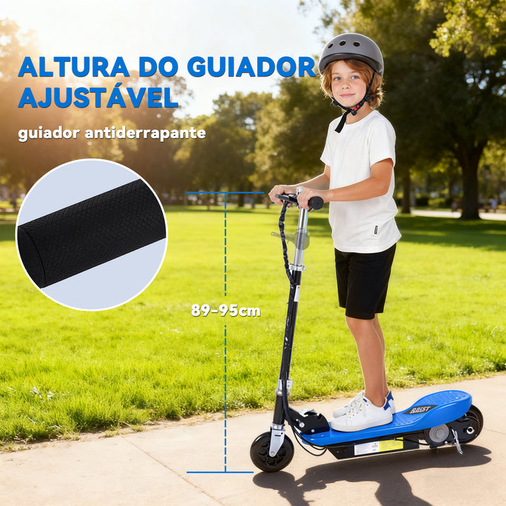Trotinete Eléctrico Tipo Scooter com Guiador Ajustável – Cor Azul - 78x37x91-99 cm