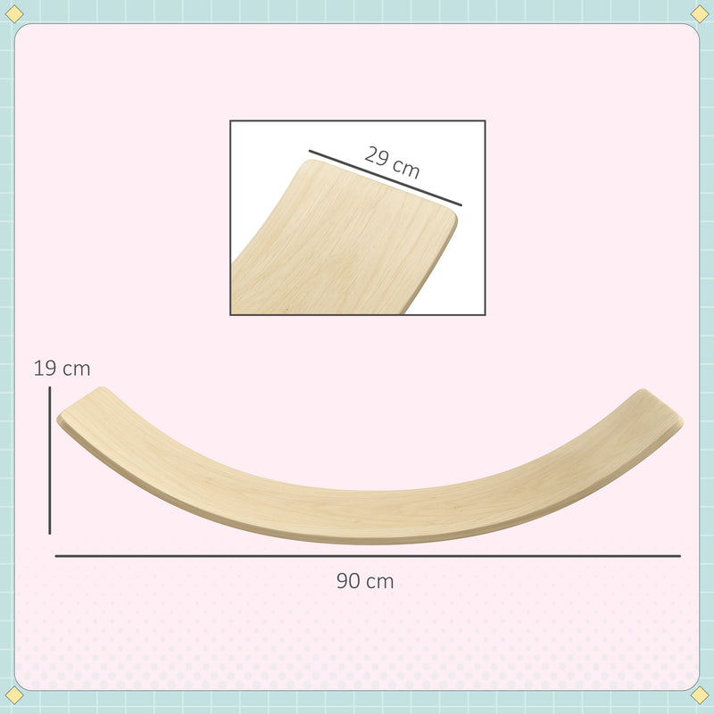 Tábua de Equilíbrio para Crianças acima de 3 Anos Tábua Curva de Madeira Carga 50 kg para Treino Sensorial Equilíbrio 90x29x19 cm Madeira