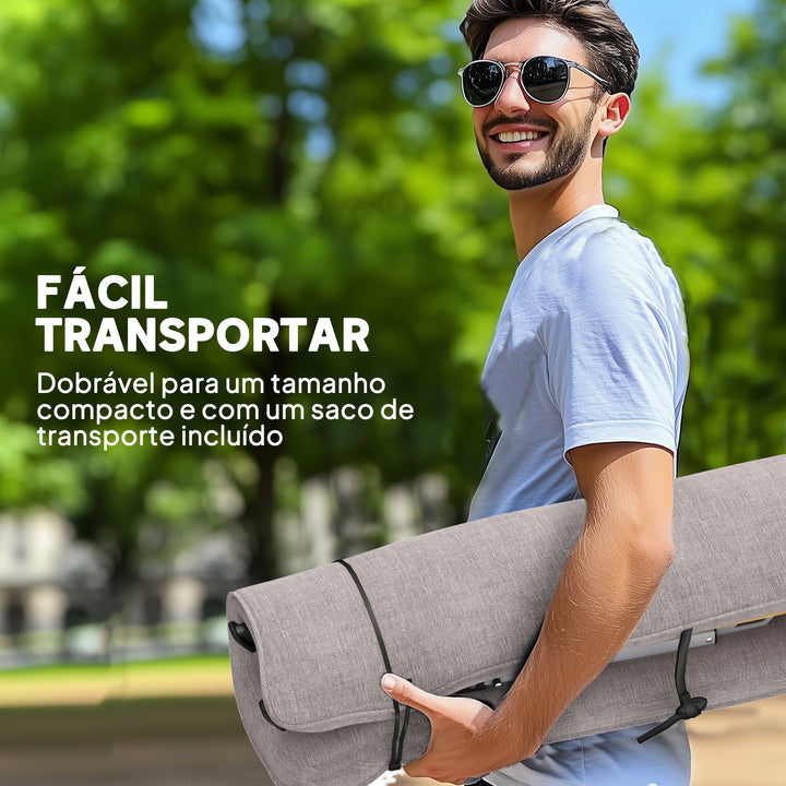 2 Cadeiras de Campismo Dobráveis de Alumínio Cadeiras de Jardim Portáteis com Encosto Alto Ajustável Apoios de Braços de Madeira e Bolsa de Transporte para Exterior 59x67x96 cm Cinza