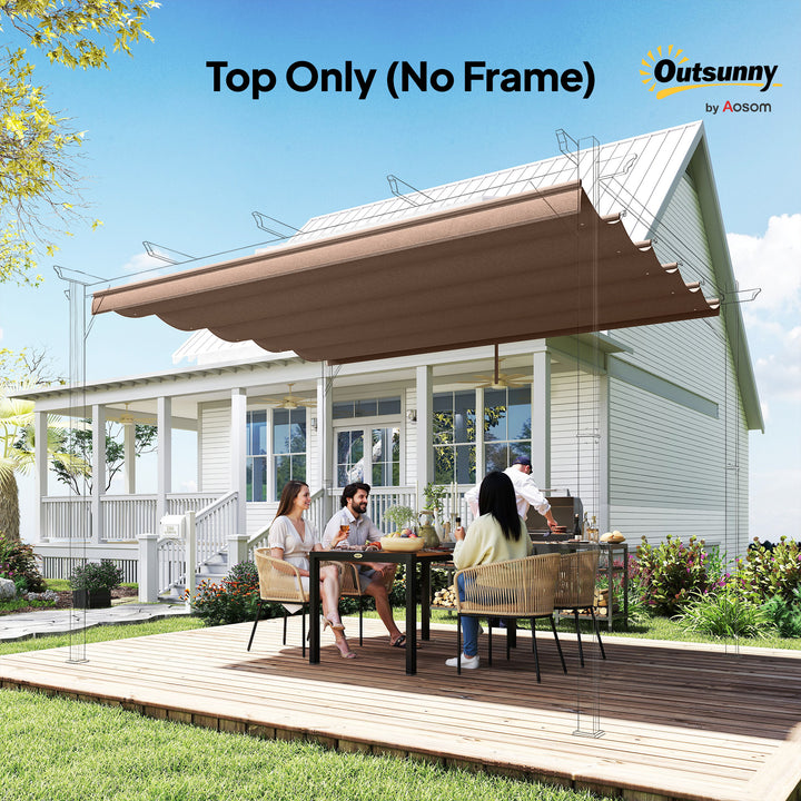 Cobertura para Pérgola 2,5x2,55cm Teto de Substituição Retrátil para Pérgola com 10 Orifícios de Drenagem Café