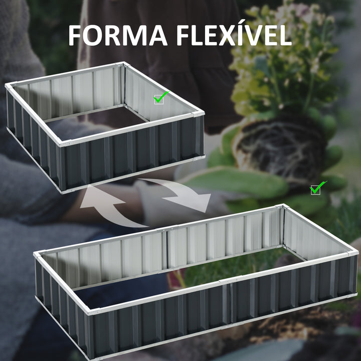 Caixa de Plantio de Aço Inclui Luvas Caixa de Plantio Retangular para Cultivos de Plantas e Flores para Terraço Balcão Exterior 174x90x30 cm Cinza