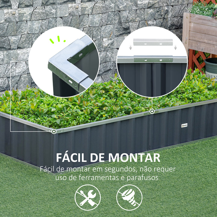 Caixa de Plantio de Aço Inclui Luvas Caixa de Plantio Retangular para Cultivos de Plantas e Flores para Terraço Balcão Exterior 174x90x30 cm Cinza