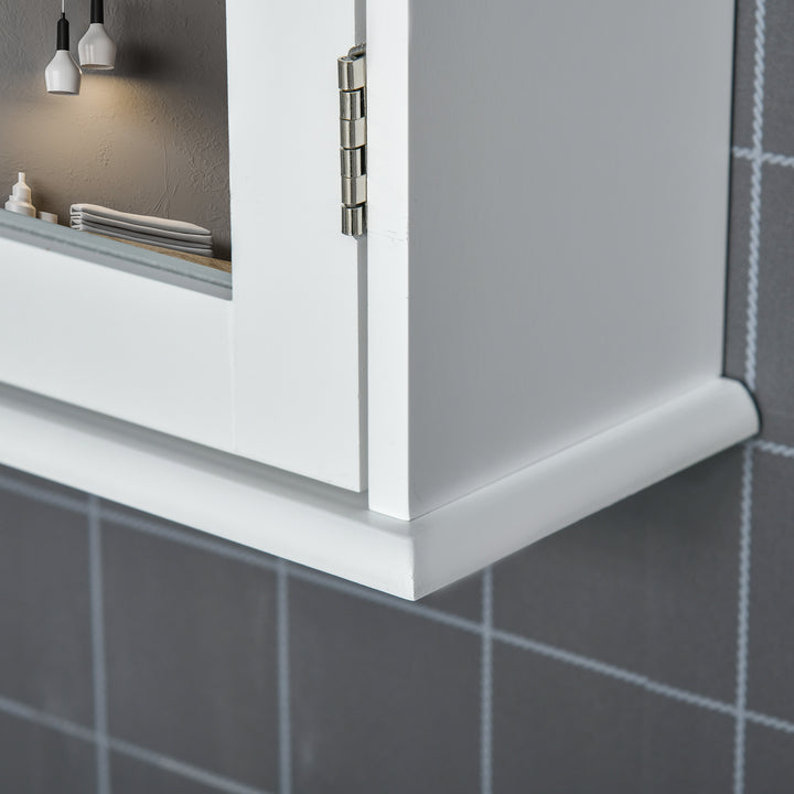 Armário de Casa de Banho com Espelho Armário com Espelho para Casa de Banho com 1 Prateleira de Armazenamento Estilo Moderno 41x14x60 cm Branco