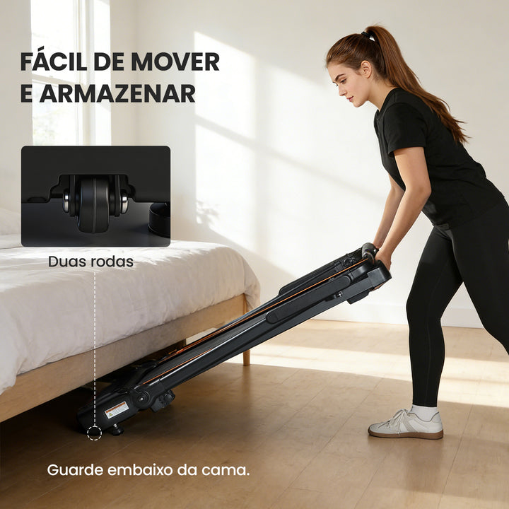 Passadeira Dobrável 2 em 1, Caminhadora Elétrica 1-12 KM/H 2.5HP com Secretária Removível e Guiador Ajustável em Altura, Ecrã LED e Suporte para Telemóvel, para Casa e Escritório